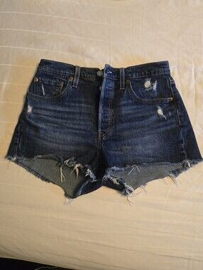 Levi's Premium 501 Original Distressed Cut-Off Shorts - Size 28